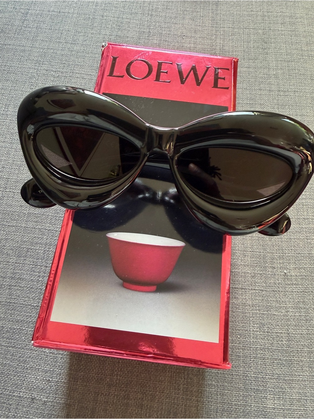 Loewe Glossy Black Sculptural Cat-Eye Sunglasses